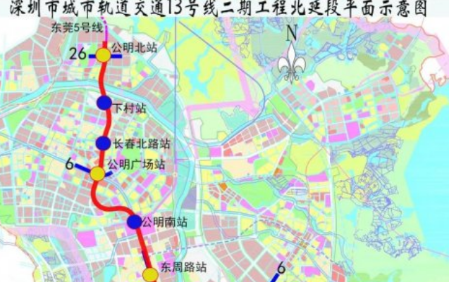 深圳地铁13号线二期(北延)路线图2023