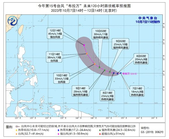 15号台风布拉万最新消息2023