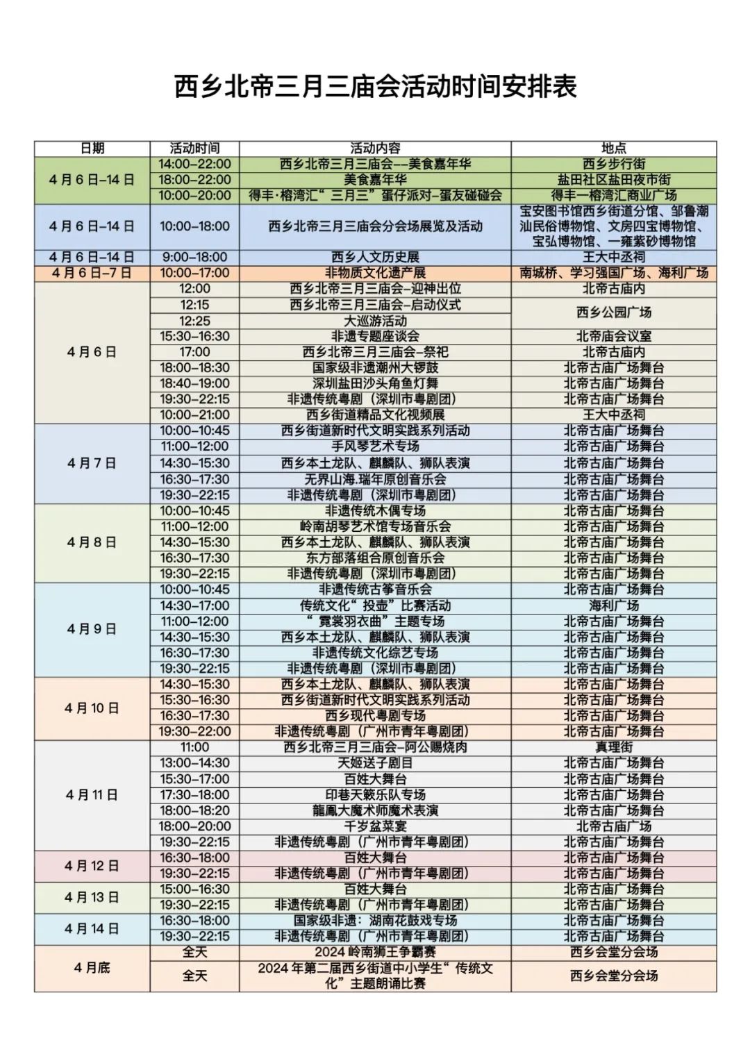 2024年深圳西乡庙会（时间、地点、活动）